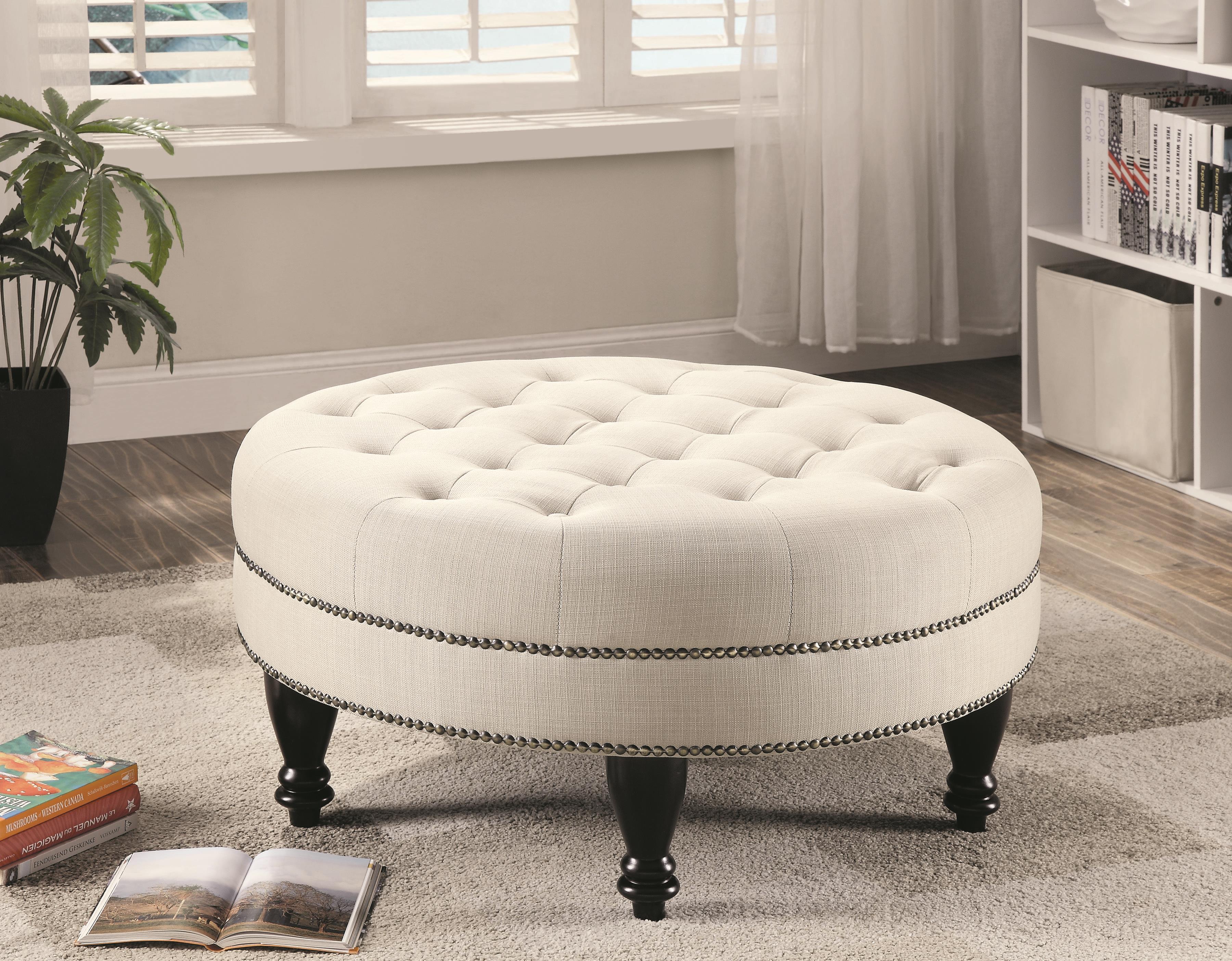 Coaster Ottomans 500018 Traditional Round Cocktail Ottoman Value